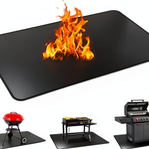 Vsvgmoq Under Grill Mat Fire Resistant Fiberglass Silicone-0