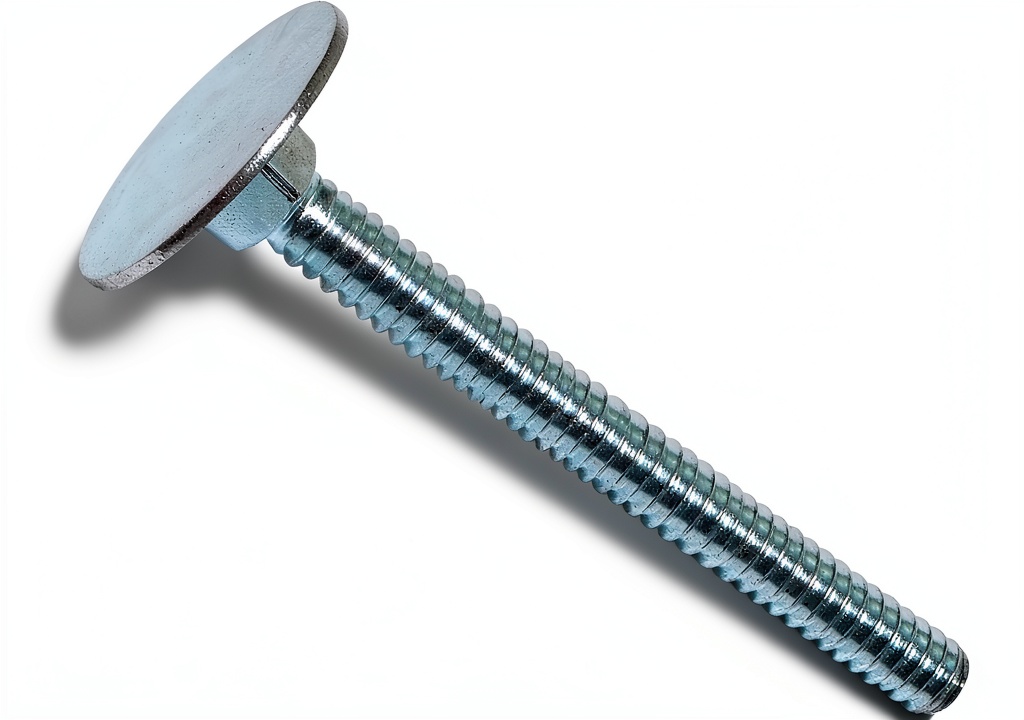 Close-up of alloy steel elevator bolt with zinc finish