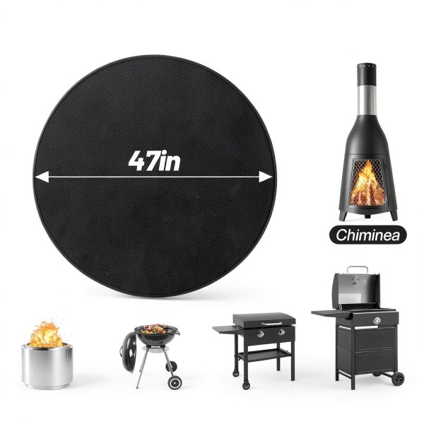 Apipi Fire Pit Mat Fiberglass Heatproof Outdoor Black-4
