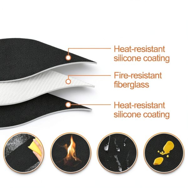 Apipi Fire Pit Mat Fiberglass Heatproof Outdoor Black-3