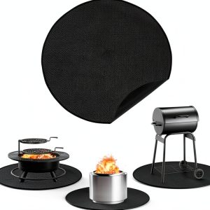Apipi Fire Pit Mat Fiberglass Heatproof Outdoor Black-0