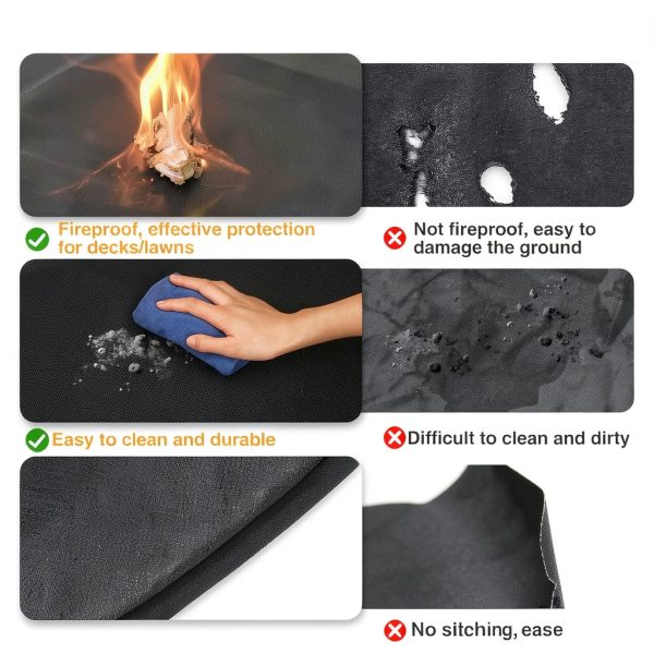 Apipi Fire Pit Mat Fiberglass Heatproof Outdoor Black-5