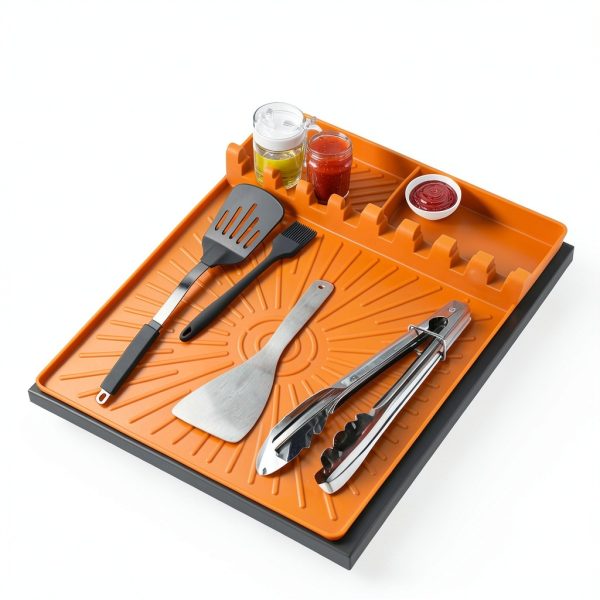 Nuorest Silicone Griddle Mat Grill Accessory Utensil Holder-1