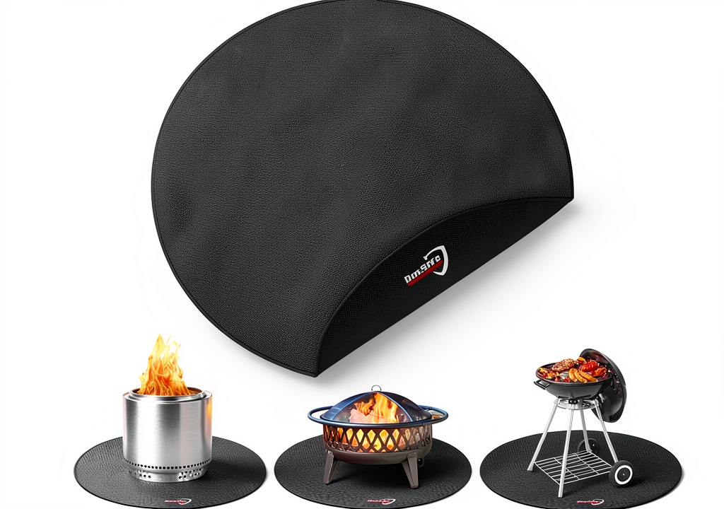 DocSafe fireproof grill mat protecting a wooden deck during a barbecue