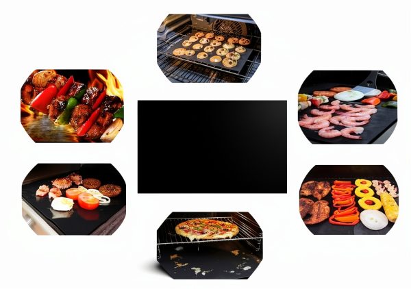 Renook Grill Mat Black PTFE Non‑Stick 15.75 x 13 Inch Set of 6-3