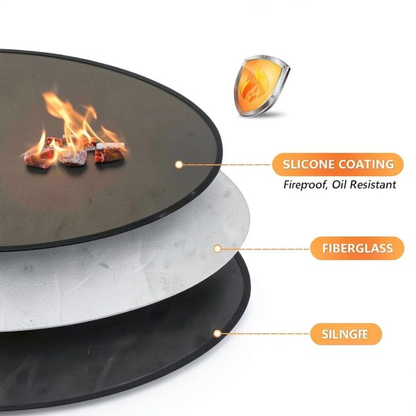 Huchiz Fire Pit Mat Glossy Black 36in Round Protective Silicone Coated-2