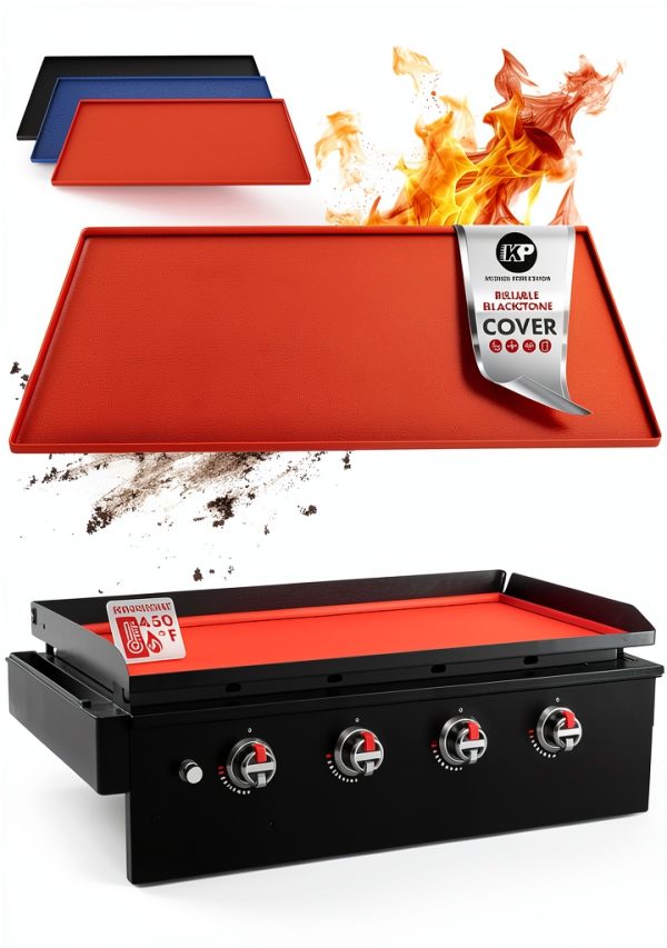Kitchen Perfection 36" Blackstone Griddle Cover Orange Silicone-0
