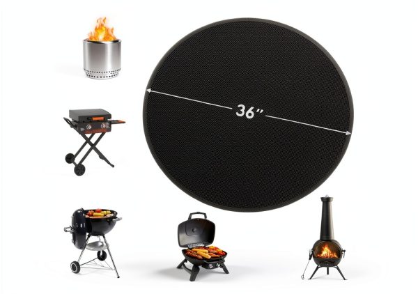Huchiz Fire Pit Mat Glossy Black 36in Round Protective Silicone Coated-5