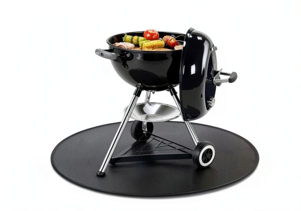 Huchiz Fire Pit Mat Glossy Black 36in Round Protective Silicone Coated-6