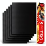 Renook Grill Mat Black PTFE Non‑Stick 15.75 x 13 Inch Set of 6-0