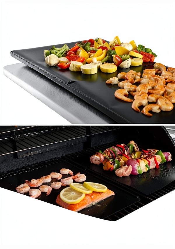 Renook Grill Mat Black PTFE Non‑Stick 15.75 x 13 Inch Set of 6-5