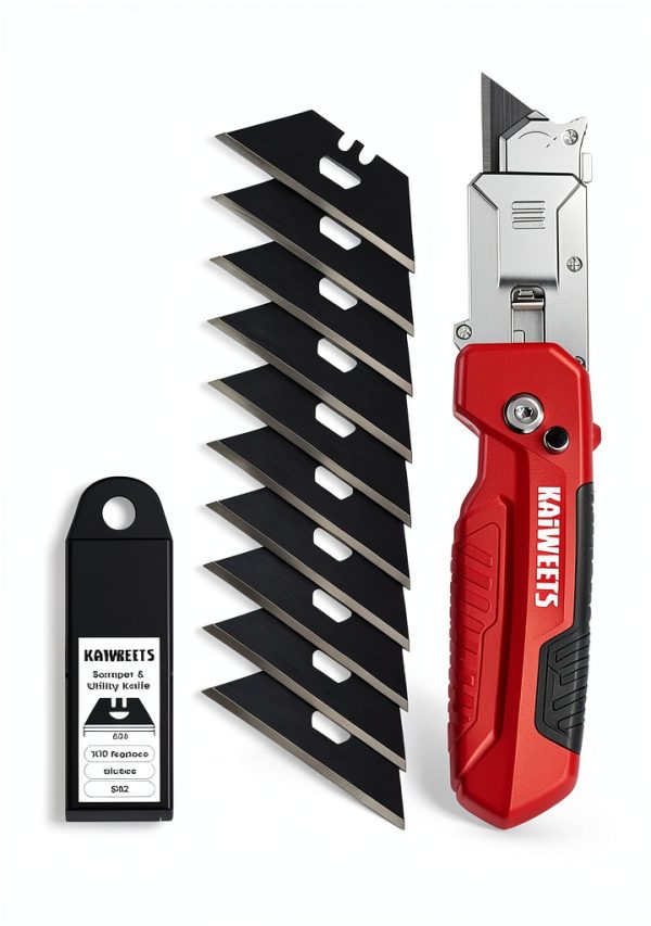 Utility Knife KAIWEETS 2 in 1 Folding Box Cutter with SK2 Blades Red-4
