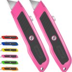 DIYSELF Box Cutter 2-Pack Retractable Heavy Duty Utility Knife Pink-0