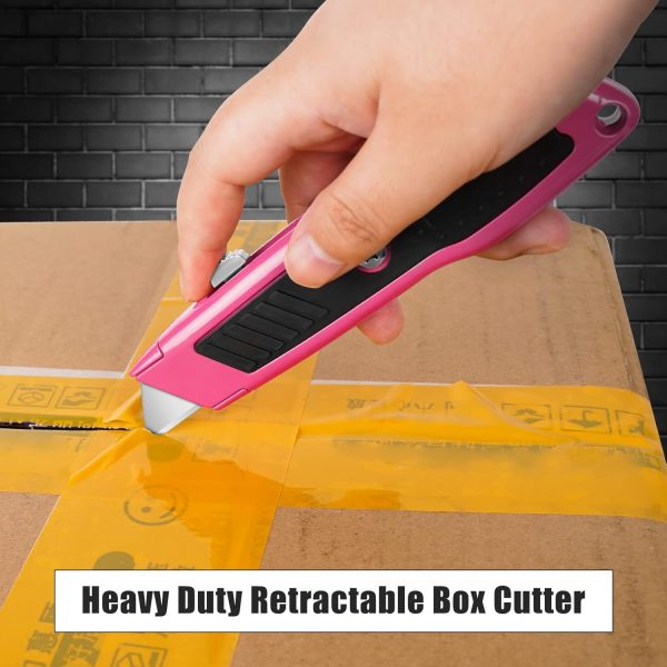DIYSELF Box Cutter 2-Pack Retractable Heavy Duty Utility Knife Pink-2