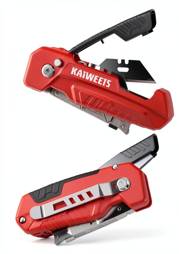 Utility Knife KAIWEETS 2 in 1 Folding Box Cutter with SK2 Blades Red-5