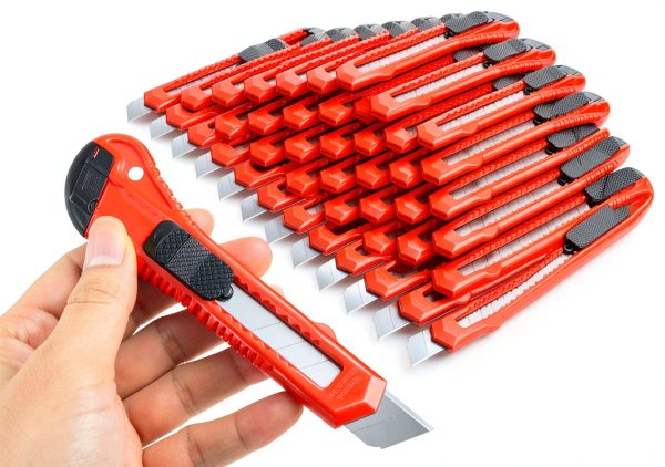Box Cutter DIYSELF 30 Pack Utility Knife 18mm Snap-Off Blade Black-0